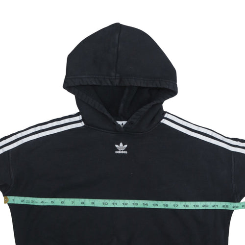 Adidas Womens Black Cropped Pullover Hoodie Size 10 Hooded Casual Sweatshirt