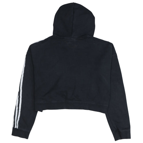 Adidas Womens Black Cropped Pullover Hoodie Size 10 Hooded Casual Sweatshirt