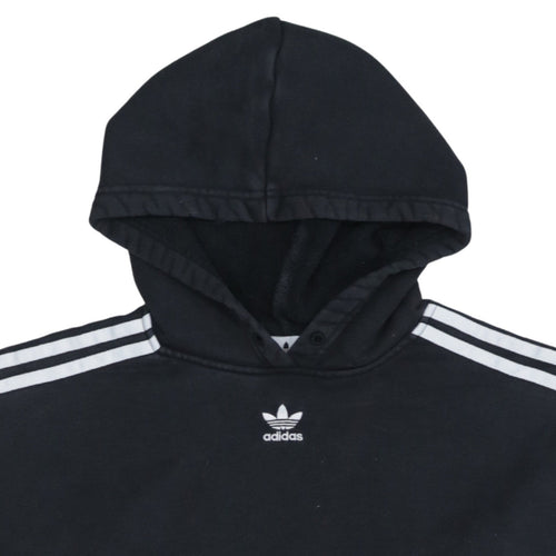 Adidas Womens Black Cropped Pullover Hoodie Size 10 Hooded Casual Sweatshirt