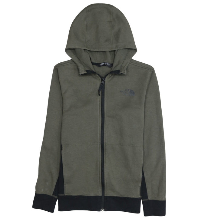 The North Face Boys Green Full Zip Hoodie Size L Cotton Blend Outdoor Hooded Sweatshirt