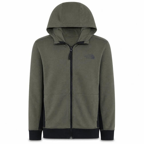 The North Face Boys Green Full Zip Hoodie Size L Cotton Blend Outdoor Hooded Sweatshirt