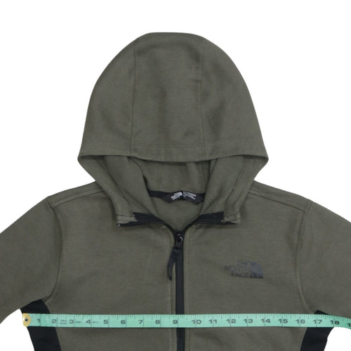 The North Face Boys Green Full Zip Hoodie Size L Cotton Blend Outdoor Hooded Sweatshirt