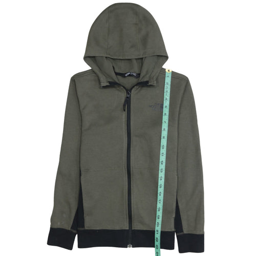The North Face Boys Green Full Zip Hoodie Size L Cotton Blend Outdoor Hooded Sweatshirt