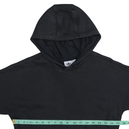 Adidas Boys Black Pullover Hoodie 11-12 Years Logo Stripe Cotton