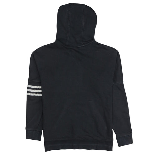 Adidas Boys Black Pullover Hoodie 11-12 Years Logo Stripe Cotton