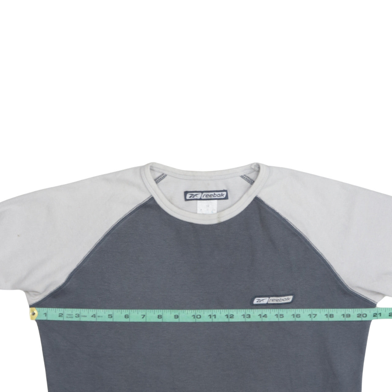 Reebok Women Grey & White Sweatshirt Size 12 Raglan Long Sleeve Pullover