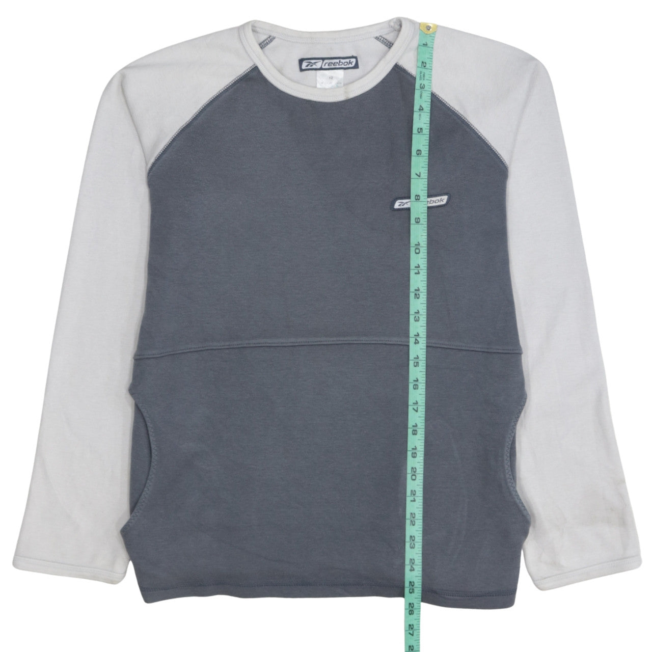 Reebok Women Grey & White Sweatshirt Size 12 Raglan Long Sleeve Pullover