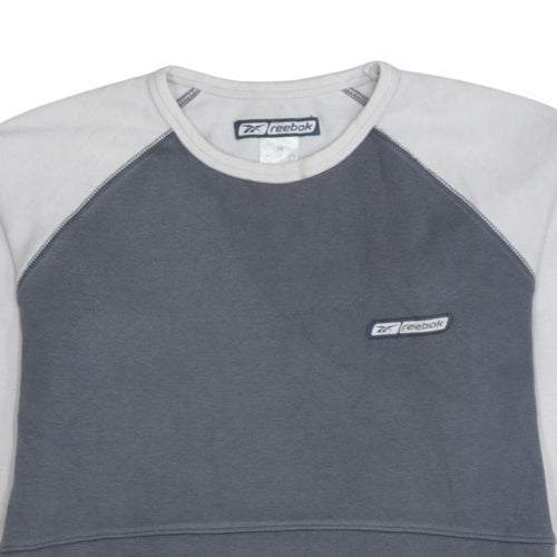 Reebok Women Grey & White Sweatshirt Size 12 Raglan Long Sleeve Pullover