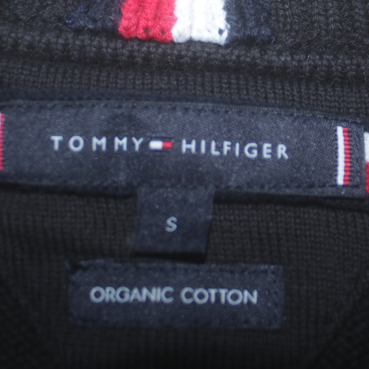 Tommy Hilfiger Men's Black Organic Cotton Crew Neck Jumper Size S