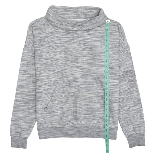 Reebok Women Grey Marl Cowl Neck Pullover Sweatshirt Size M