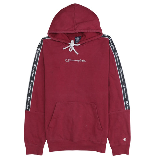 Champion Men's Red Pullover Hoodie Size L Logo Tape Sportswear