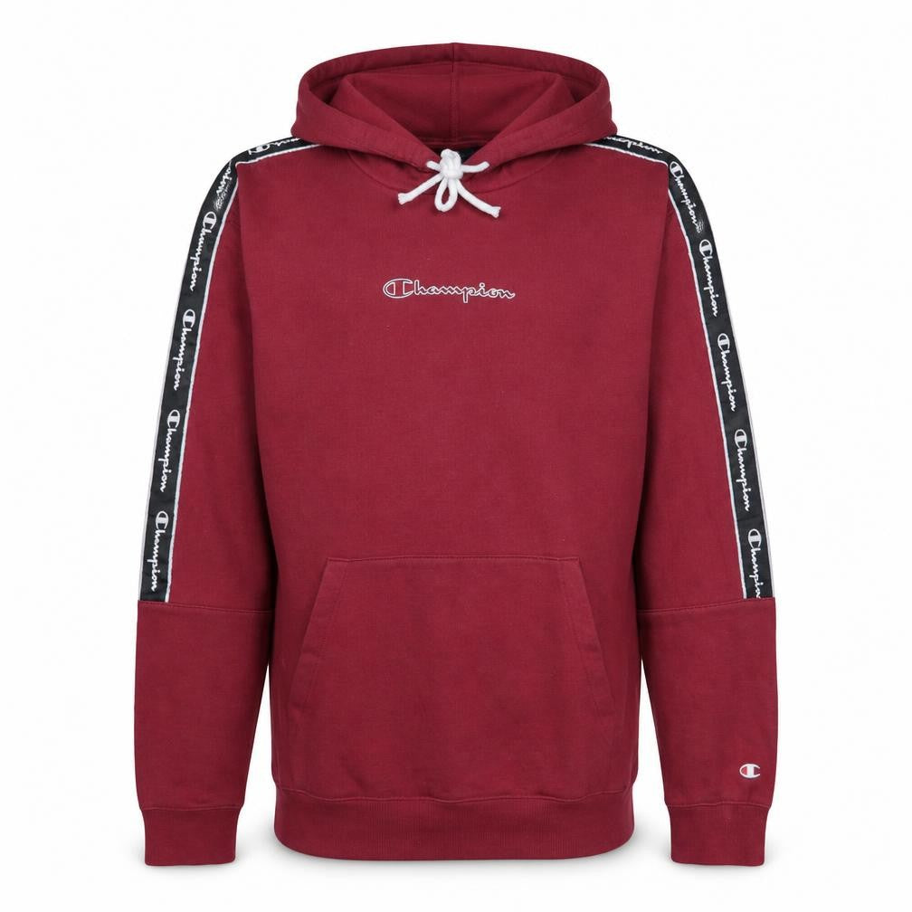 Champion Men's Red Pullover Hoodie Size L Logo Tape Sportswear