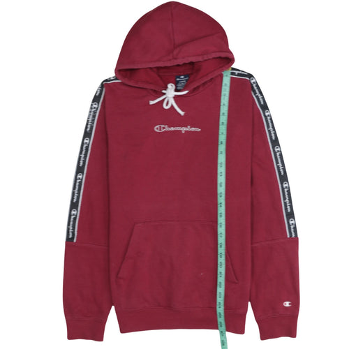 Champion Men's Red Pullover Hoodie Size L Logo Tape Sportswear