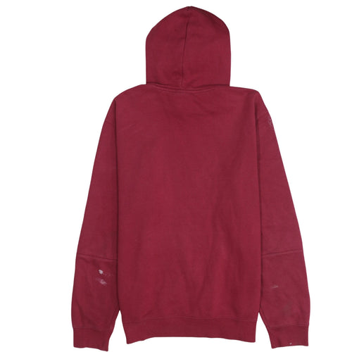 Champion Men's Red Pullover Hoodie Size L Logo Tape Sportswear