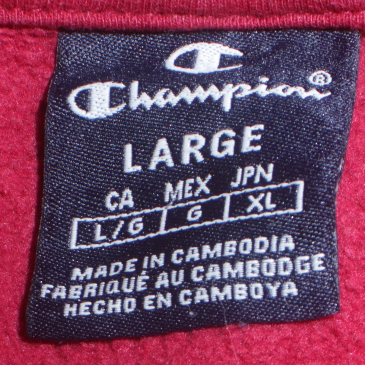Champion Men's Red Pullover Hoodie Size L Logo Tape Sportswear