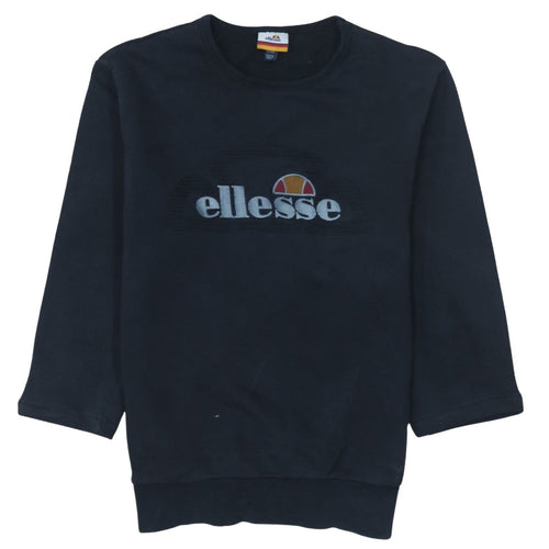 Ellesse Womens Black XS Pullover Sweatshirt Crew Neck Logo Cotton Blend