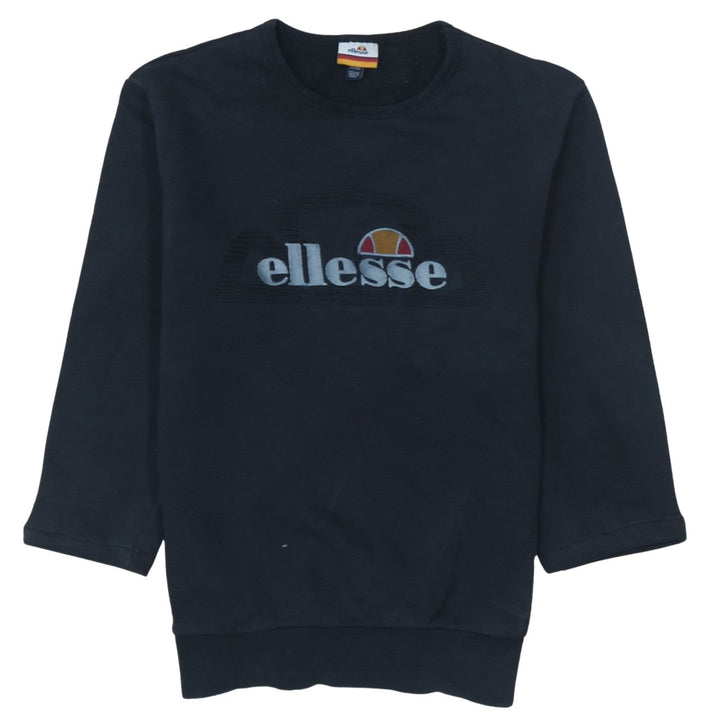 Ellesse Womens Black XS Pullover Sweatshirt Crew Neck Logo Cotton Blend