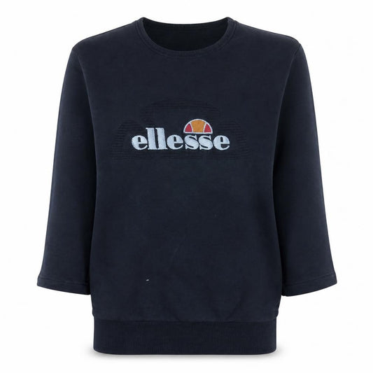 Front view of Ellesse women’s black xs pullover sweatshirt crew neck logo cotton blend