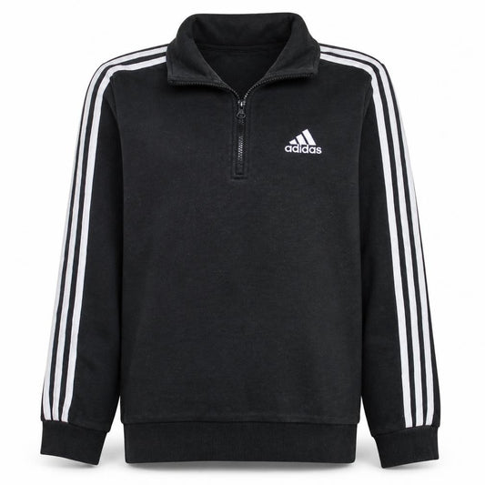 Front view of Adidas Women Black 1/4 Zip Sweatshirt S 8-10 Logo Pullover Top