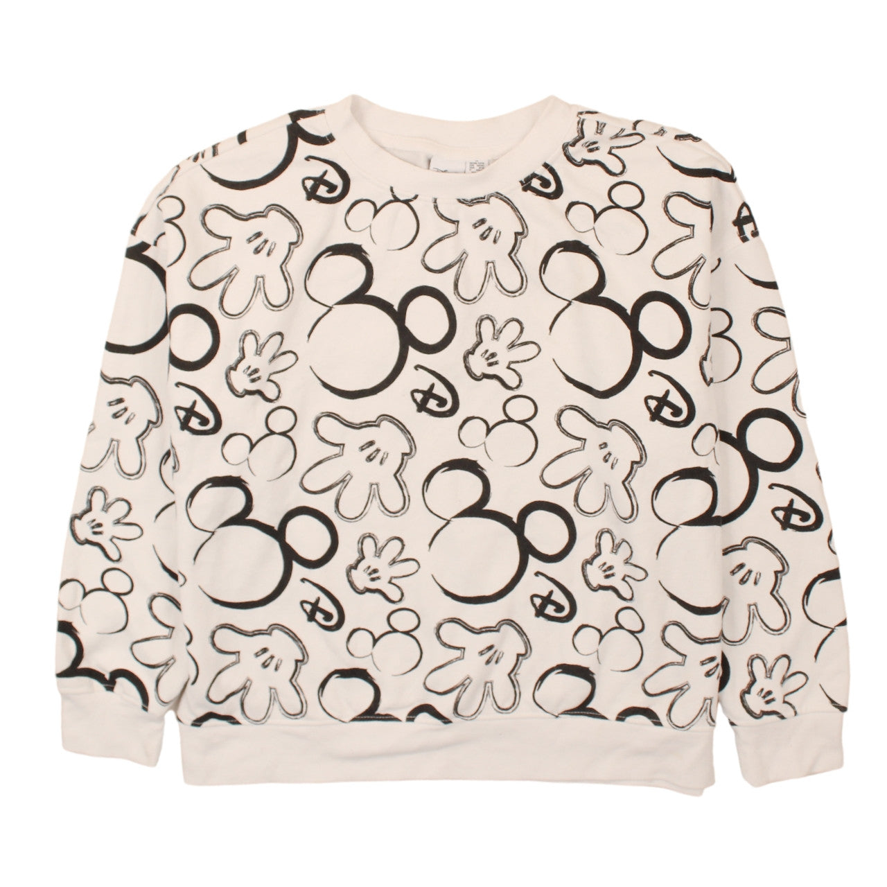 Disney Women Beige Mickey Print Pullover Sweatshirt M