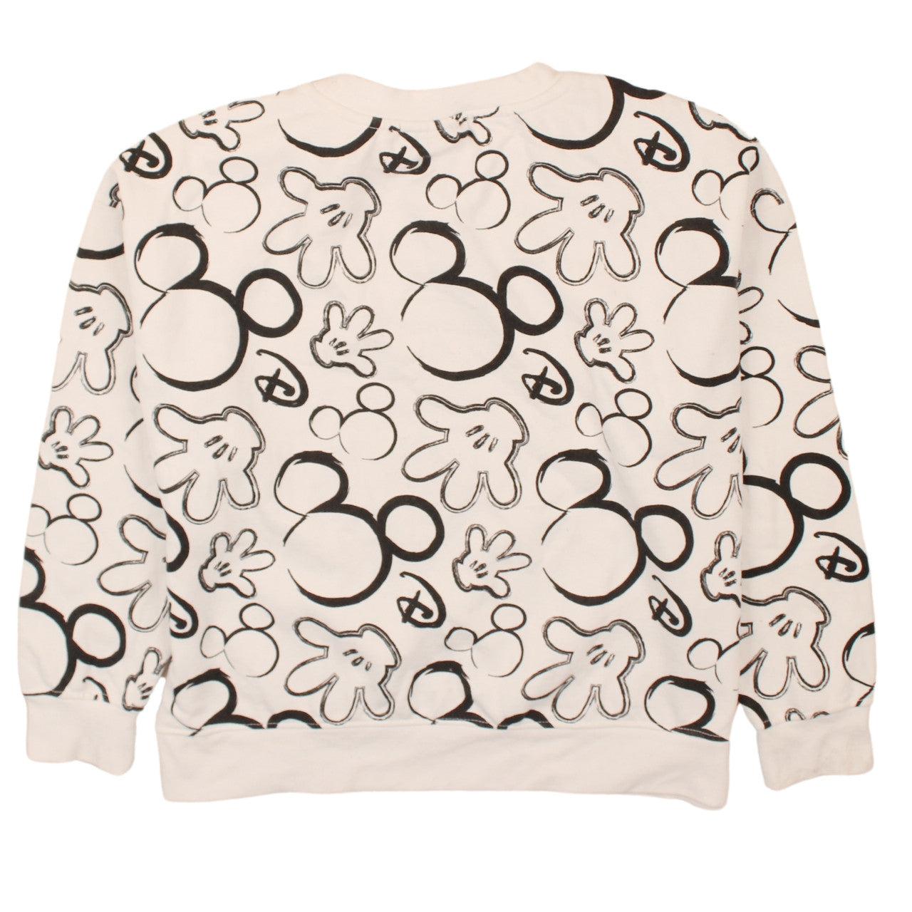 Disney Women Beige Mickey Print Pullover Sweatshirt M