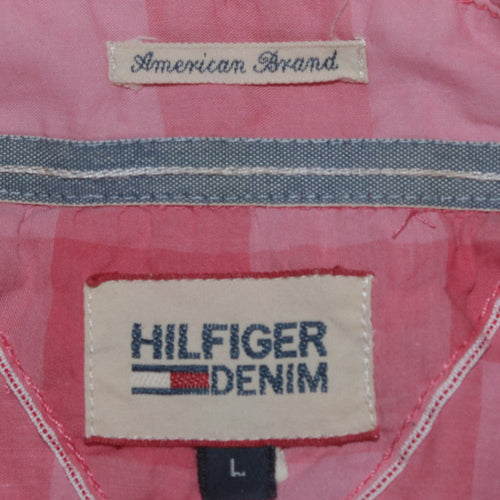 Hilfiger Denim Men's Red Check Long Sleeve Button-Up Shirt L