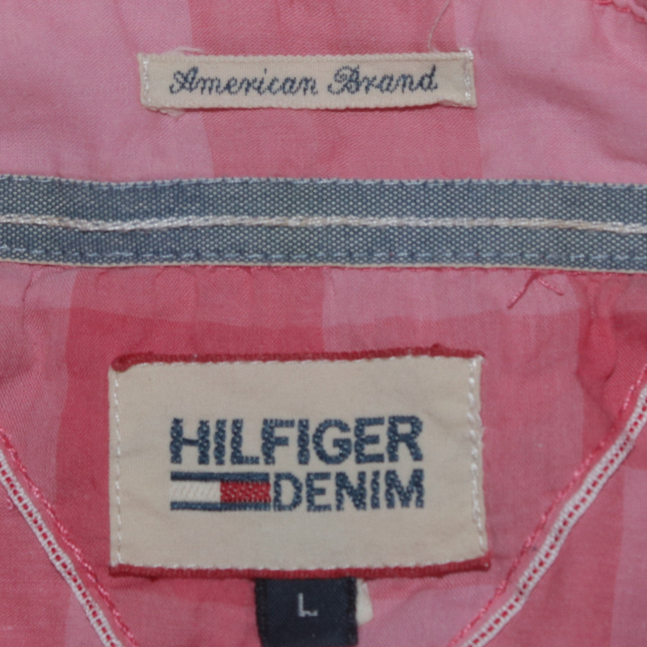 Hilfiger Denim Men's Red Check Long Sleeve Button-Up Shirt L