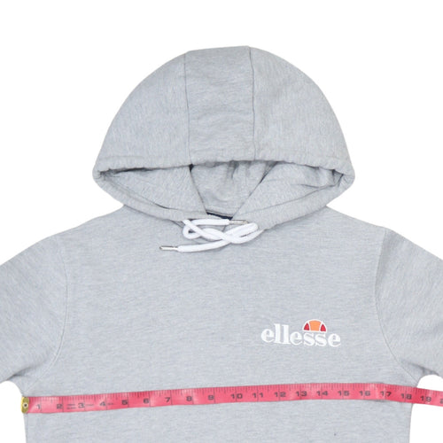 Ellesse Womens Grey Pullover Hoodie UK 6 Cotton Blend Logo Design