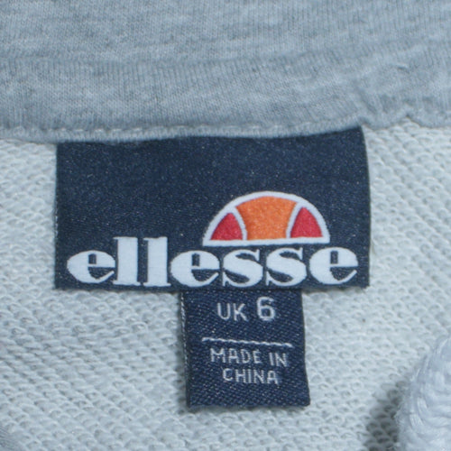 Ellesse Womens Grey Pullover Hoodie UK 6 Cotton Blend Logo Design