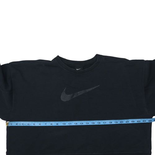 Nike Women Black Crew Neck Pullover Sweatshirt L Cotton Blend