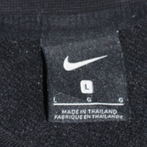 Nike Women Black Crew Neck Pullover Sweatshirt L Cotton Blend
