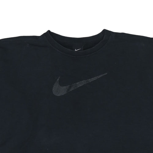 Nike Women Black Crew Neck Pullover Sweatshirt L Cotton Blend