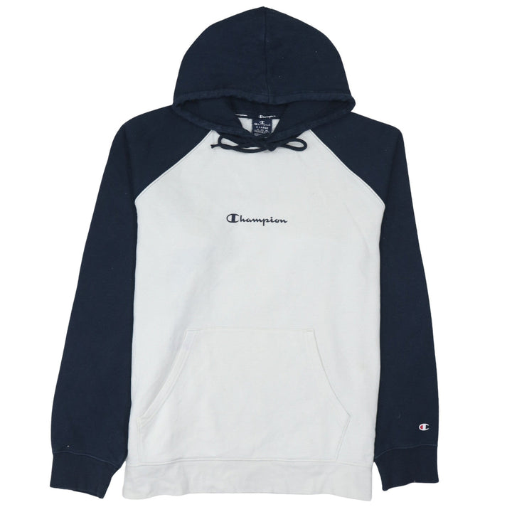 Champion Men's White & Navy Pullover Hoodie XL Logo Fleece