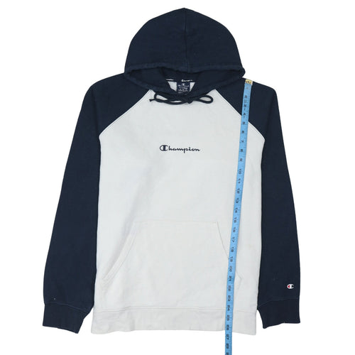 Champion Men's White & Navy Pullover Hoodie XL Logo Fleece