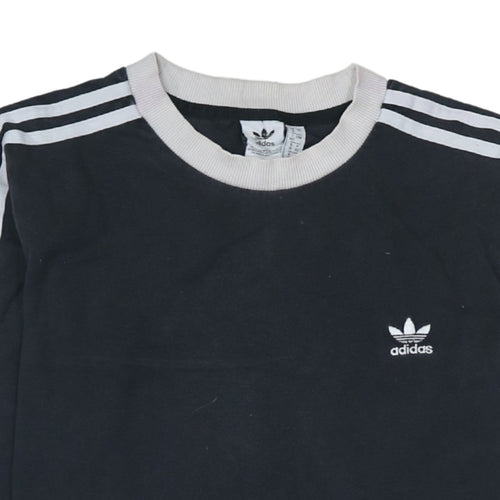 Adidas Women Black Long Sleeve Striped Crew Neck T-Shirt Size 12
