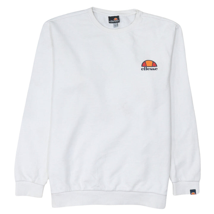 Ellesse Women White XL Pullover Sweatshirt Cotton Blend Logo Crew Neck