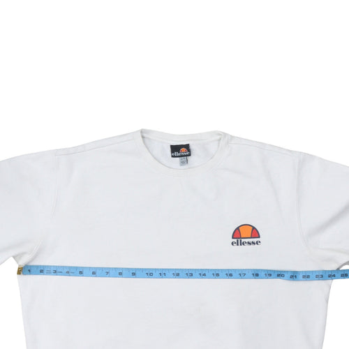 Ellesse Women White XL Pullover Sweatshirt Cotton Blend Logo Crew Neck