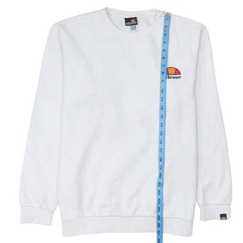 Ellesse Women White XL Pullover Sweatshirt Cotton Blend Logo Crew Neck