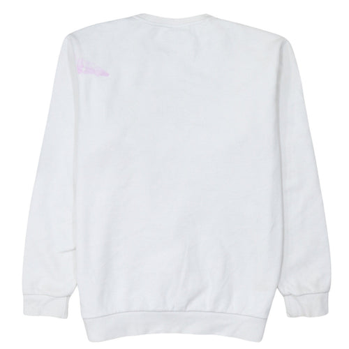 Ellesse Women White XL Pullover Sweatshirt Cotton Blend Logo Crew Neck