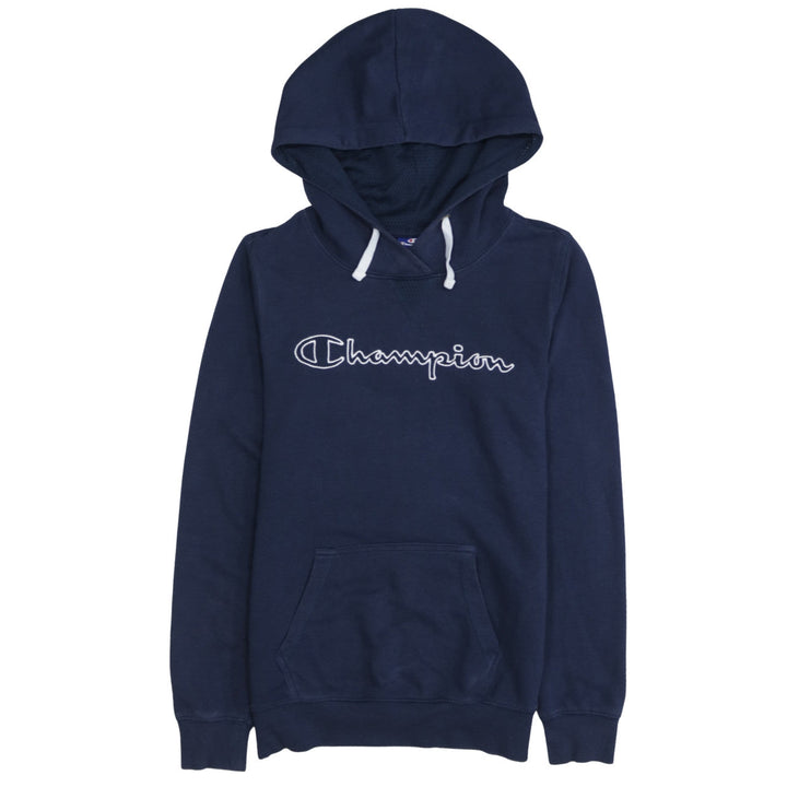 Champion Men's Blue Medium Pullover Hoodie Embroidered Logo