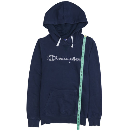 Champion Men's Blue Medium Pullover Hoodie Embroidered Logo