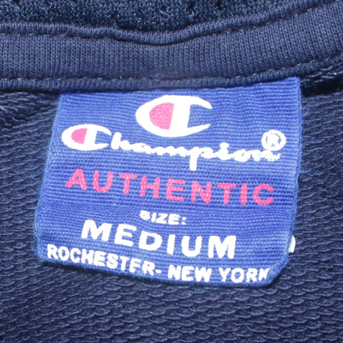 Champion Men's Blue Medium Pullover Hoodie Embroidered Logo