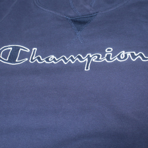 Champion Men's Blue Medium Pullover Hoodie Embroidered Logo