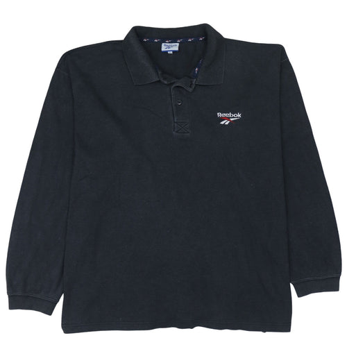 Reebok Men's Black Long Sleeve Cotton Polo Shirt Size L