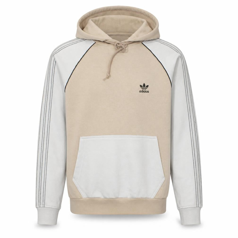 Front view of Adidas Men's Beige Pullover Hoodie Small Casual Sportswear