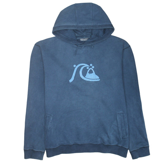Quiksilver Mens Blue Pullover Hoodie 2XL Surf Graphic Fleece Sweatshirt