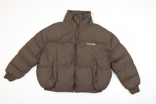 Lilylane Women Brown Puffer Jacket Medium Winter Nylon Zip Coat