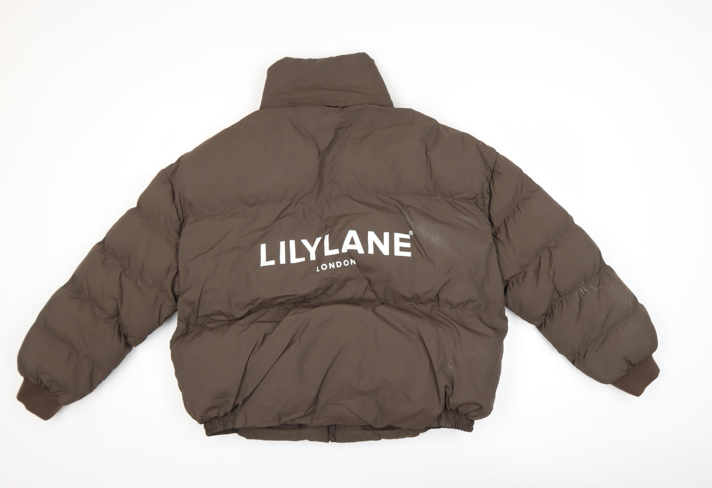 Lilylane Women Brown Puffer Jacket Medium Winter Nylon Zip Coat