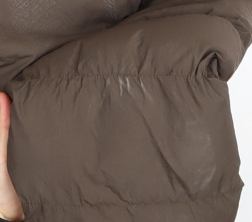 Lilylane Women Brown Puffer Jacket Medium Winter Nylon Zip Coat