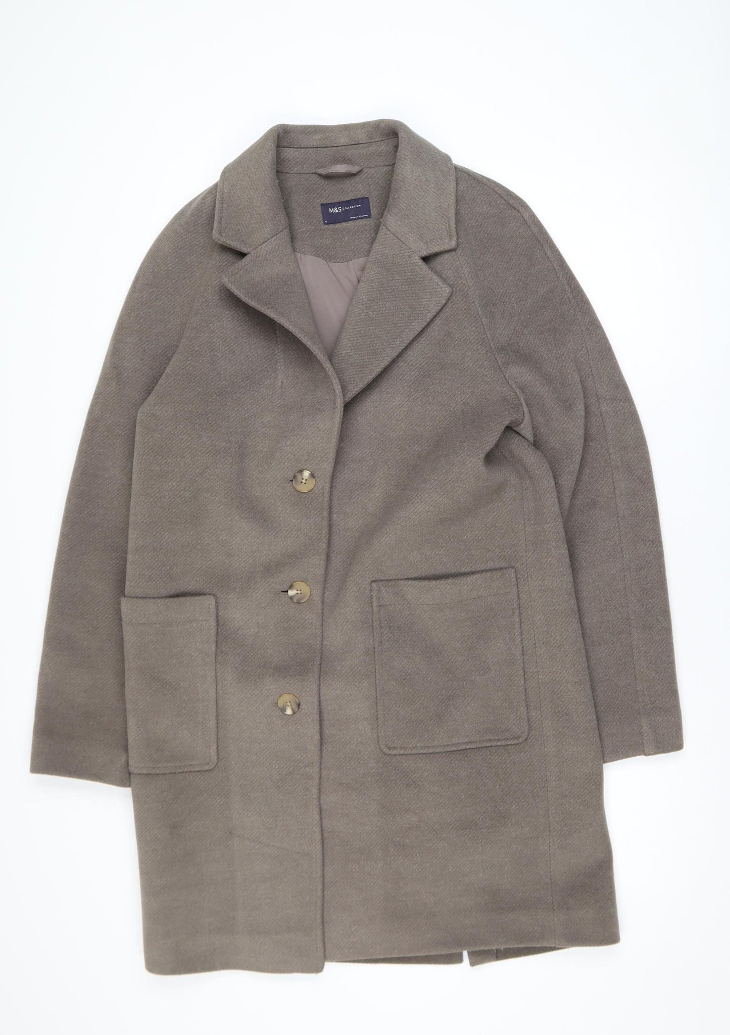 Marks and Spencer Women Brown Mid-Length Overcoat Size 12